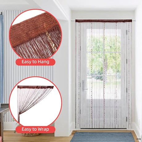 VavoStocks 4 Pack Decorative Beaded Curtains Door String Curtains, Hanging Fringe Room Divider Beads Wall Panel Boho Tassel Screen with 5 Rows Beaded for Doorway Window Wall Closet (39×79in, Coffee) VavoStocks