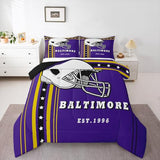 Erosebridal Sports Team Comforter Set, Twin 2Pcs | Purple & Gold Striped Stars Bedding Set, Football City Kids Bedding, Classic Rugby Game Duvet Insert - Inspired by Sports Fans Team Colors Erosebridal