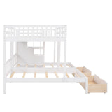 Harper & Bright Designs Triple Bunk Beds with Drawers, Wood Full Over Twin & Twin Bunk Bed with Storage Staircase, Triple Bed for Kids,3 Bed Bunk Beds with Storage for Girls Boys,White Harper & Bright Designs