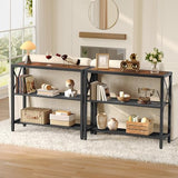 Hoctieon Industrial Console Table, 3-Tier Entryway Tables, Metal Frame, Sofa Table with Shelf, Hallway Tables, Entrance Desk for Entryway, Living Room, Foyer, Hallway, Rustic Brown&Black Hoctieon