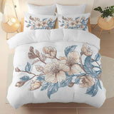 White 3 Piece Duvet Cover Set, 1 Printed Zipper Closure Duvet Cover with 2 Pillow Shams, Ultra Soft Brushed Microfiber Single with Minimalist Flowers Watercolor Generic