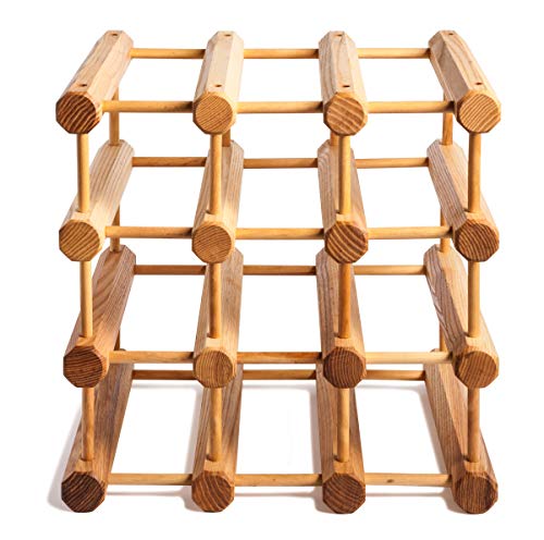 J.K. Adams Wood Stackable Modular Wine Rack Storage Holder with Natural Pins, 12 Bottle, Ash J.K. Adams