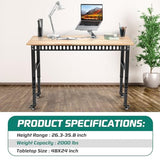 OLBRUS 48 "Adjustable Wheels Workbench, Heavy Duty 2000 LBS Load Capacity Hardwood Workbench Suitable for Workshop, Office, Garage, Home (Metal Wheels丨No Power Outlets 48"x24") OLBRUS
