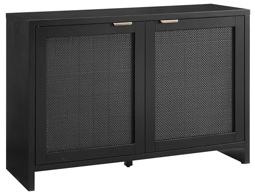Crosley Furniture Kenji Media Console, Record Player Stand with Vinyl Storage, Modern Home Organizer, Black Crosley Furniture