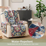 Chindar Patchwork Printed Recliner Chair Covers, Soft Quilted Lazy Boy Chair Covers, Pet Friendly Recliner Cover for Sofa Couches, Washable Armchair Slipcovers Covers (Recliner 22", Patchwork Red)