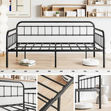 Crocofair Metal Daybed Frame Heavy Duty Slats Sofa Bed Platform Mattress Foundation Twin Daybed No Box Spring Needed(Black Twin) Crocofair