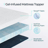 LINSY LIVING 3 Inches Twin Memory Foam Mattress Topper, Cooling Gel-Infused Swirl Memory Foam, Soft Bed Topper with Tencel™ Cover, CertiPUR-US and Oeko-TEX Certified, 74" L * 38" W * 3" H LINSY LIVING
