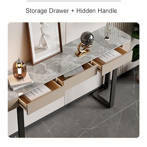 XTRYBHD Modern Console Table with Drawers, Sintered Stone Sofa Table with Storage, Hallway Table, for Hallway, Living Room, Bedroom(Size:47.2in/120cm) XTRYBHD