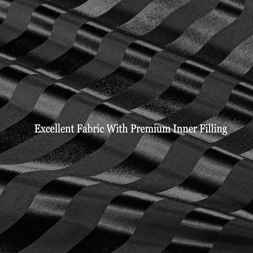 Whale Flotilla 3-Piece Reversible Silky Soft King Size Comforter Set, Luxury Stripe Satin Oversized Comforter Bedding Set with 2 Satin Pillowcases, Lightweight Duvet for All Seasons, Black Whale Flotilla
