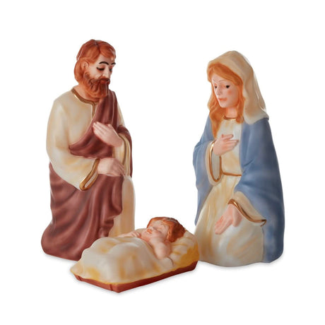 Blow Mold 20” 3 Piece Outdoor Lighted Nativity Scene Christmas Decoration Multicolor WoodArtSupply