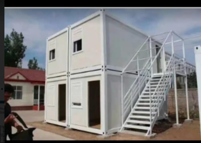 Double story, Fully equipped bathroom, 2 bedrooms prefab container house. 20ft home with stairs with free Water heater - WoodArtSupply