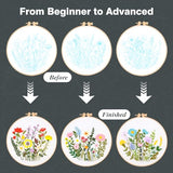 RIHYTFU 3 Pack Flower Embroidery Kits for Beginners, Adults Starter Cross Stitch Kit, DIY Sewing Needlepoint, Floral Plants Patterns Hand Stamped Embroidery Kits