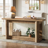 Tribesigns 63-Inch Farmhouse Console Table, 2-Tier Storage Sofa Table Behind The Couch, Narrow Long Entryway Furniture for Home Hallway, Entrance, Living Room, Brown Tribesigns