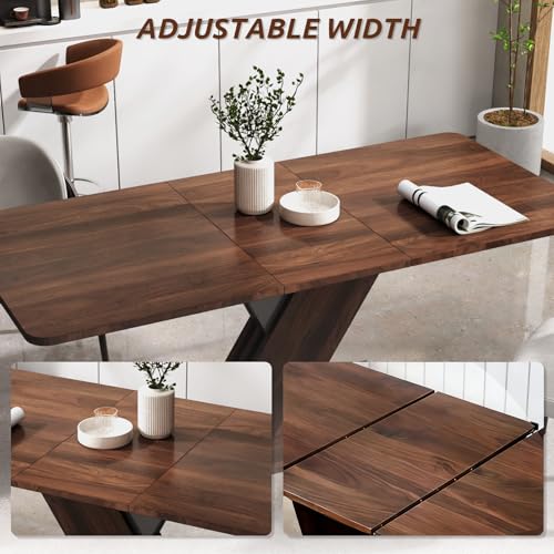 Extendable Dining Table for 4-8 People,55.12''-70.87''Modern Space-Saving Wood Kitchen Table,Rectangle Folding Conference Meeting Table for Living Meeting Room Kitchen,Walnut VICBARLEY