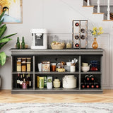 Shahoo Farmhouse Sideboard Buffet Cabinet, Coffee Bar Storage with Sliding Barn Doors, Shelf for Home Dining Room, 27.5 Height, Grey Shahoo