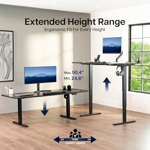 VIVO Electric 71 x 30 in Standing Desk, Touch Screen Adjustment, 220 lb Frame Support, 2E Series, Reclaimed Wood Top Black Frame, DESK-KIT-2E71P VIVO