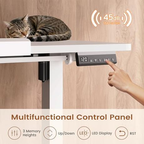 SEDETA 47 x 24 Inches Electric Standing Desk, 180° Tiltable Mobile Rising Computer Desk Height Adjustable with Wheels for Drawing/Writing/Gaming/Study/Home Office/Small Space, White SEDETA