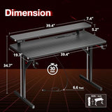 MOTPK Small Gaming Desk with LED Lights & Power Outlets, 39 Inch Computer Desk Gaming Table with Monitor Shelf, Gamer Desk with Carbon Fiber Texture, Kids Boys Desk Gift for Men MOTPK