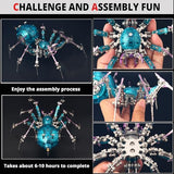 YUEZUDPO 3D Metal Puzzles for Adults, Metal 3D Puzzle DIY 3D Spider 602 Pieces Mechanical Building Kit,3D Model Kits to Build for Birthday Christmas
