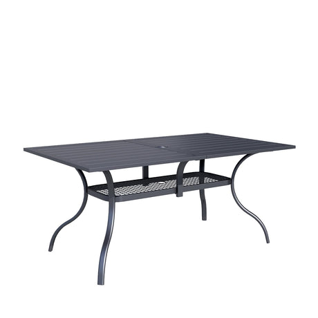 Oakcloud 60"x37" Patio Dining Table, Outdoor Metal Rectangular Table Patio Furniture Classic Black Table with 1.57" Umbrella Hole, for Garden Backyard Poolside Deck Oakcloud