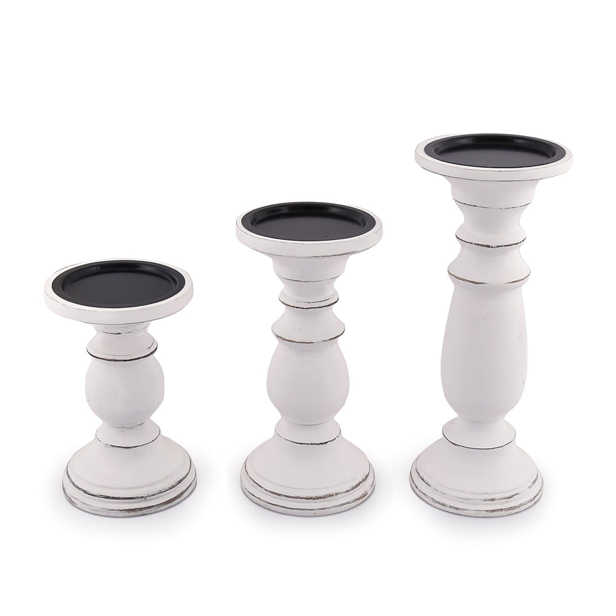 Samhita Set of 3 Wood Candle Holders – Hand Carved Decorative Candle Holder for Living Room or Table Centerpiece Samhita