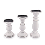 Samhita Set of 3 Wood Candle Holders – Hand Carved Decorative Candle Holder for Living Room or Table Centerpiece Samhita