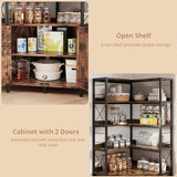 IRONCK Bookshelves 6 Tiers, Corner Bookshelf with Baffles, Bookshelves and Bookcases with Doors, Industrial Display Bookshelf for Living Room, Kitchen IRONCK