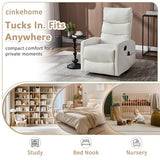 cinkehome Swivel Rocker Recliner Chair, Upholstered Nursery Glider Recliner Chair with Heated Massage, High Back, Side Pocket (White PU Leather)