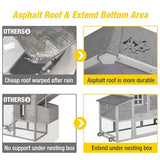 Chicken Coop 65in Mobile Hen House Outdoor Wooden Poultry Cage with Wheels, Nesting Box, Leakproof Pull-on Tray and UV-Resistant Roof Panel Aivituvin