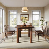 Tribesigns 63" Oval Dining Table for 6, Walnut Wooden Kitchen Table with Arc-Shaped Edge Top for Dinner Room, Living Room, Easy Assembly (Only Table) Tribesigns