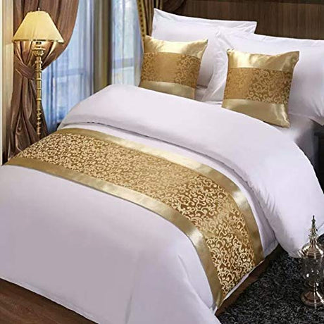 Twelve Champagne Bed Scarve Runner Bedding Scarves for Home Hotel Decorations Single, 50x180cm for 120cm bed Twelve