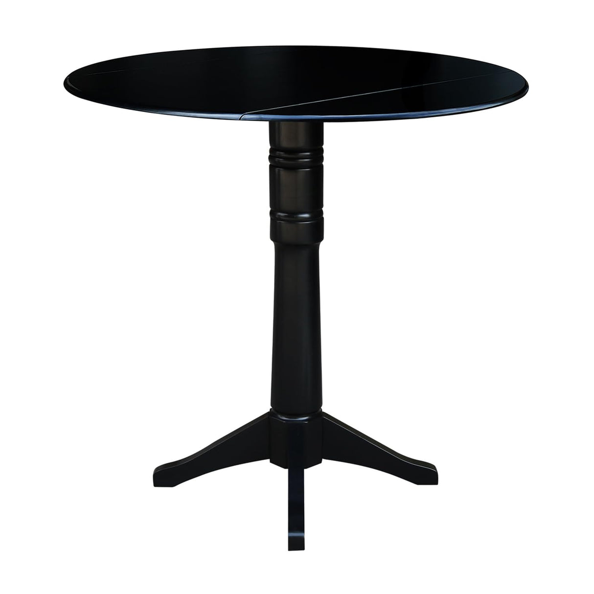 IC International Concepts 42" Round Dual Drop Leaf Pedestal, 42.3" H Dining Table, Black IC International Concepts