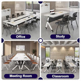 MOFGOE Folding Conference Table, Mobile Training Table with Silent Wheels, Large Wood Training Table, Meeting Mobile Combined Desk, for Office Conference Room Classroom, Modular,4 Pack,47x20x30 Inch MOFGOE