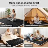 Tiita Japanese Floor Mattress, 4” Thicken Futon Mattress with Storage Bag and 2 Straps，Queen Size Sleeping Tatami Mat for Adults，Black Tiita