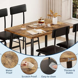 Garvee Dining Table Set for 4, Wood Kitchen Table with 4 Upholstered Chairs, Space-Saving Kitchen and Dining Room Furniture for Small Spaces, Apartment Garvee