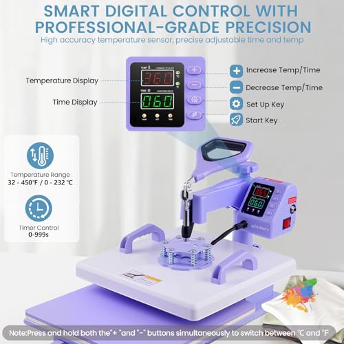 Whubefy Heat Press 15x15 inch 5 in 1 with 30OZ Tumbler Press, Slide Out 360° Swing Away Digital Shirt Press Machine, Industrial-Quality Heat Transfer Sublimation for T-Shirt/Tumbler/Mug/Hat/Cap/Plate Whubefy