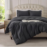 PURE ERA Jersey Knit Duvet Cover Set 100% T-Shirt Cotton Super Soft Comfy 3pc Bedding Set with Zipper Closure (Heather Charcoal Grey, Queen) PURE ERA