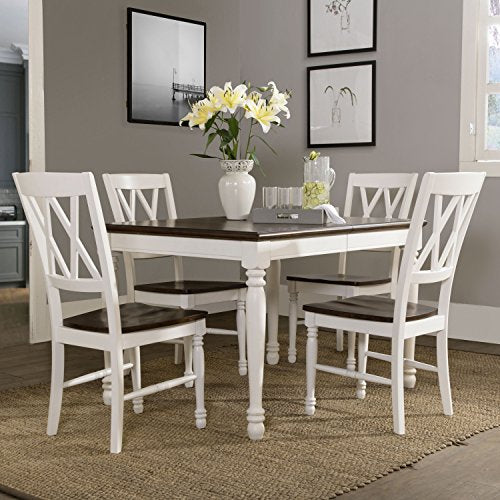 Crosley Furniture Shelby Dining Set with Table and Extension Leaf, 5-Piece (4 Chairs), Distressed White - WoodArtSupply