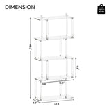 CRTERICX Acrylic Geometric Bookshelf, 5-Tier Clear S Shaped Bookcase, Modern, Unique Book Shelf for Living Room, Bedroom, Office, 9.3" D x 22.4" W x 49.2" H, Easy Assembly CRTERICX