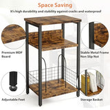 Fixwal 3-Tier Record Player Stand, Dedicated Side Table with Open Storage, for Living Room & Bedroom, Rustic Brown Fixwal