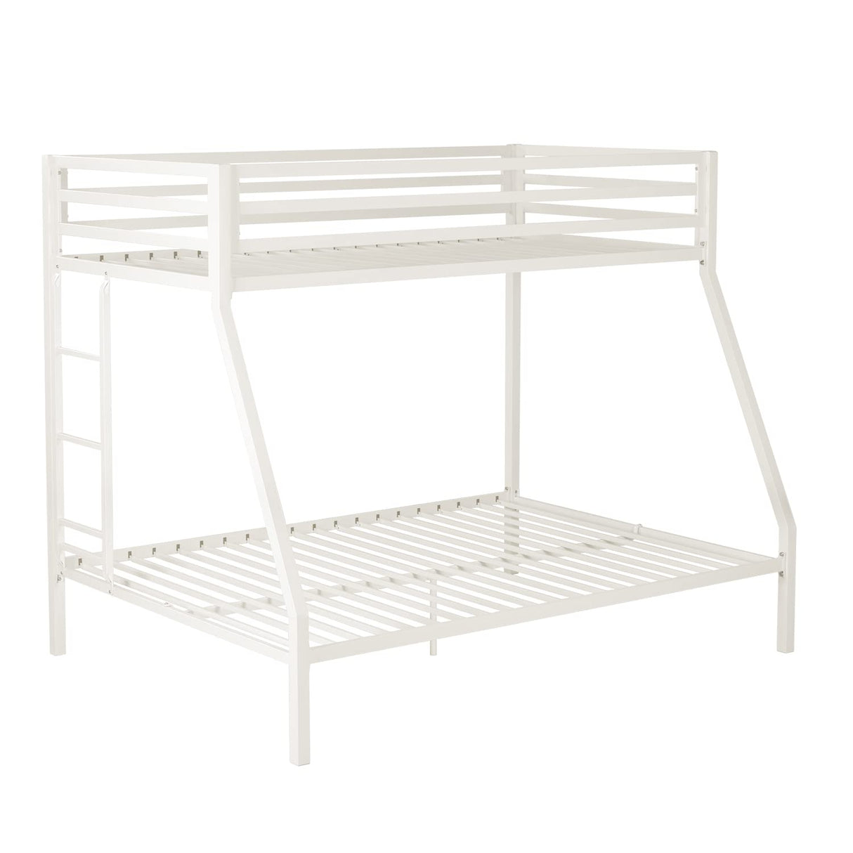 SHA CERLIN Twin Over Full Metal Bunk Bed with Removable Stairs and Under-Bed Storage in Matte White SHA CERLIN