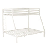 SHA CERLIN Twin Over Full Metal Bunk Bed with Removable Stairs and Under-Bed Storage in Matte White SHA CERLIN