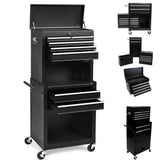 6 Drawer Rolling Tool Chest,Black Large Tall Tool Box with Wheels,Lockable Stand up Toolbox,Metal Garage Tool Cabinets Organizer,Rolling Tool Cart for Workshop Garvee