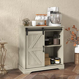 Panana Sliding Barn Door Buffet Sideboard Storage Cabinet Coffee Bar Kitchen Farmhouse Style (Oak) Panana