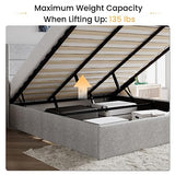 SHA CERLIN King Size Lift Up Storage Bed/Modern Wingback Headboard/Upholstered Platform Bed Frame/Hydraulic Storage/No Box Spring Needed/Wood Slats Support/Light Grey SHA CERLIN