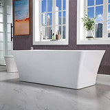 WOODBRIDGE 67" Acrylic Freestanding Bathtub Contemporary Soaking White Tub with Brushed Gold Overflow and Drain，BTS1609 -BG-Drain &O WOODBRIDGE