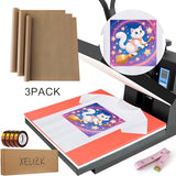 XEUZK Sublimation Shirts Tool Pink Kit With 8T Shirt rulers, 3Pack Teflon Sheet for Heat Press 12 x 16in, Heat Resistant Gloves & Silicone Bumps, 4Rolls Heat Resistant Tape& Tape Dispenser Sublimation XEUZK