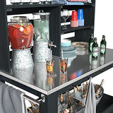 GDLF Potting Bench Table Large Outdoor Kitchen Island Prep Station with Stainless Steel Top Waterproof Cover, Hardwood, 66.9" H GDLF