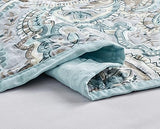 Grand Linen 3 Piece Oversized Lightweight All-Season Paisley Design Quilt Set, King Size, 115” Wide x 95” Long, Soft Microfiber Bedspread with 2 Shams, Blue, Grey and Brown Colors, Reversible Coverlet Grand Linen