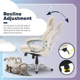 Serta Bryce Executive Office Chair, Ergonomic Computer DeskChairs with Patented AIR Lumbar Support, Comfy Body Pillows, Height Adjustable, Swivel Base with Wheels, Bonded Leather, Cream White Serta